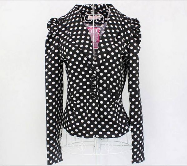 Blazer Preto Bolinhas Brancas
