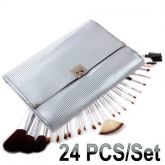 Kit Com 24 Pincéis Para Maquiagem Profissional + Bolsa