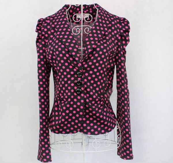 Blazer Preto Bolinhas Rosas